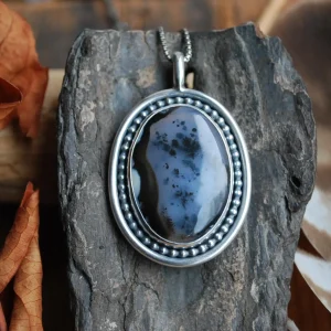 Pendentif agate dentritique et argent 950