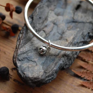 Bracelet FLORA jonc fermé en argent avec une petite succulente