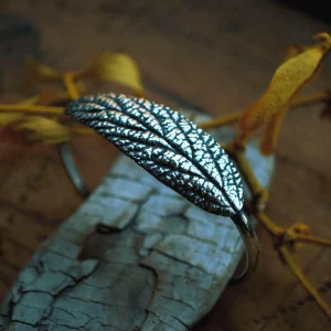 Bracelet jonc FEUILLE en argent 950