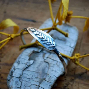 Bracelet jonc Fougère argent massif 950
